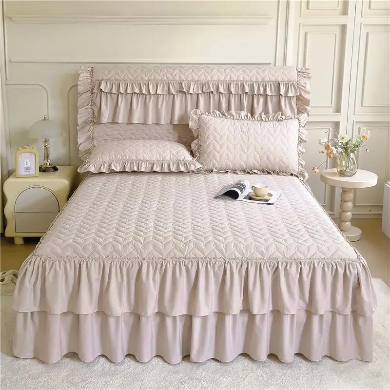 1PCs Thickened Lace Bed Skirt Four Seasons Single Piece Headcover Anti Slip and Dust Proof Bed Covers  Corchas Para La Cama