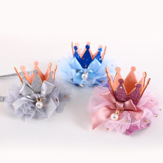 Copricapo per Animali Domestici Adorabile Accessorio Cosplay Delicato sulla Pelle Copricapo Corona di Pizzo da Principessa per Animali Domestici