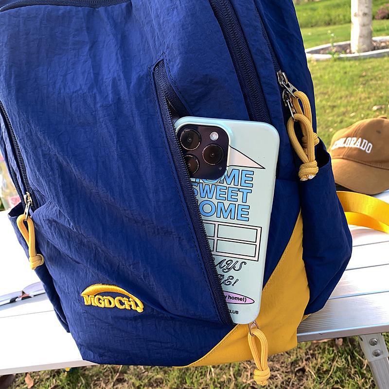 Color Block Schoolbag Women's Backpack Large Capacity Student Travel Backpack