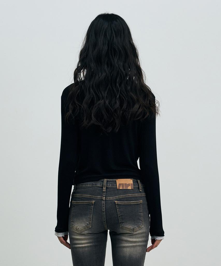 Arikim Lyla Layered Cardigan / Black-Melange