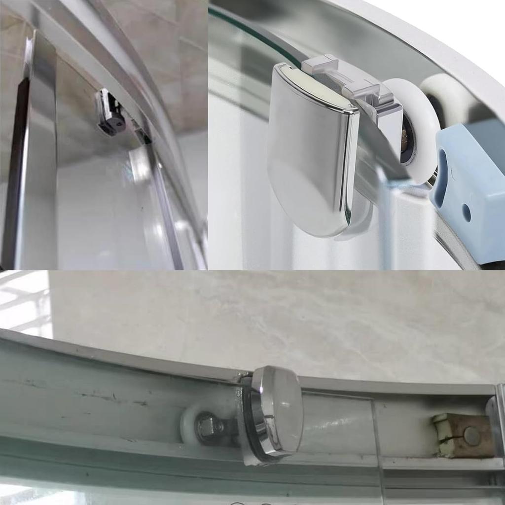 Shower Door Rollers Replacement Zinc Alloy Wheels with Anti Collision Block and Screws for Curved and Glass Doors