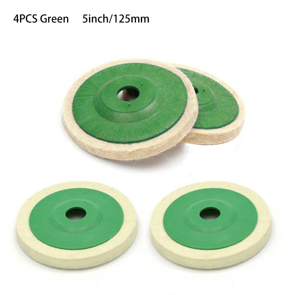 4Pcs 125mm Wool Buffing Grinder Wheel Felt Polishing Pad Set Tool Accessories Wood Carving Tools Lixadeira Chainsaw
