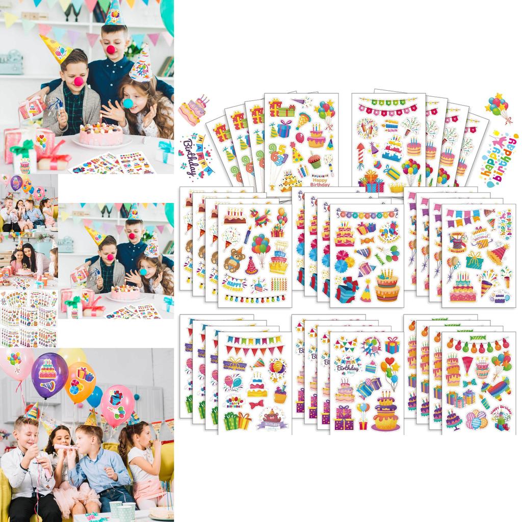 Cute Cartoon Themed Birthday Party Interactive Parent Child Puzzle Diy Stickers Pack