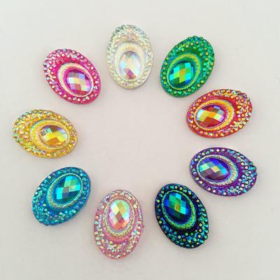 AB Resin Peacock Oval FlatBack kamínkové nášivky/svatební DIY Craft 40ks 13mm*18mm