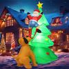 Décorations Gonflables de Noël Chien Poursuit le Père Noël Ornement Lumineux Gonflable de Noël Ambiance de Noël Décor Extérieur Modèle