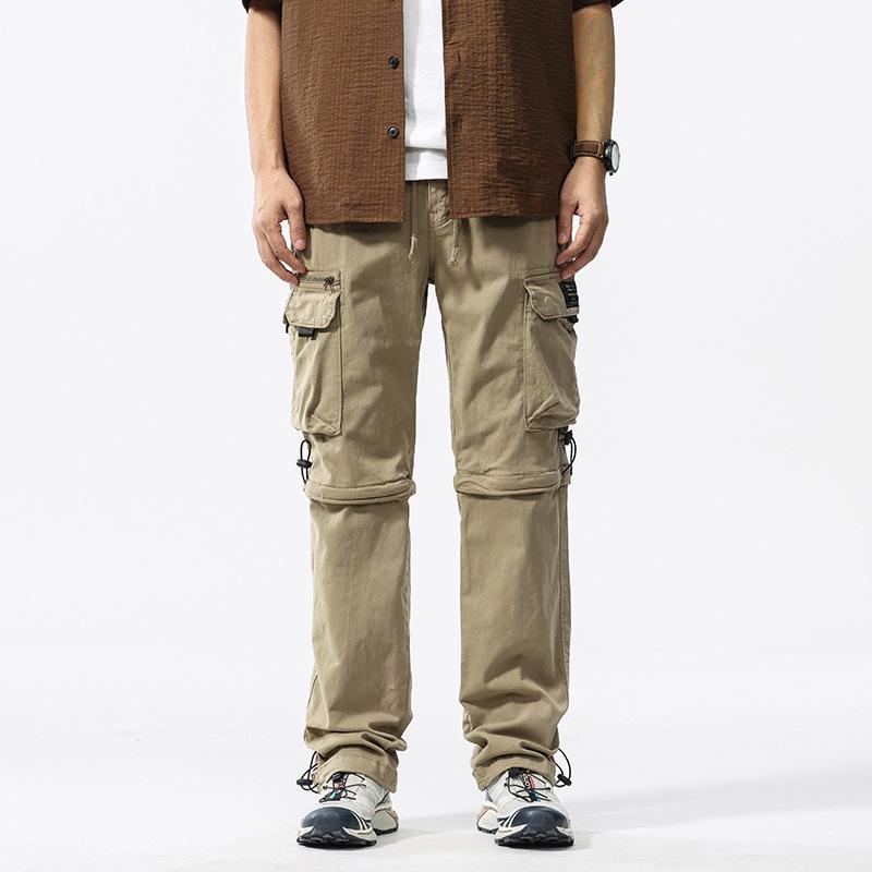 

Summer new overalls retro casual loose multi-pocket men s trousers trendy brand men s high-end pants 38 хаки