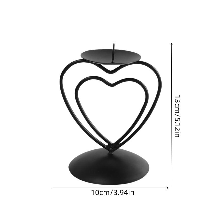 1pcIron Candle Holder Black Heart-Shaped Round Metal Candle Holder Home Store Holiday Party Decoration Ornament Gift