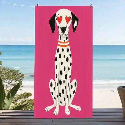 Cute Heart Glass Dalmatian Print Beach Towel Lightweight Quick Dry for Summer Beach Pool Daily Casual Use
