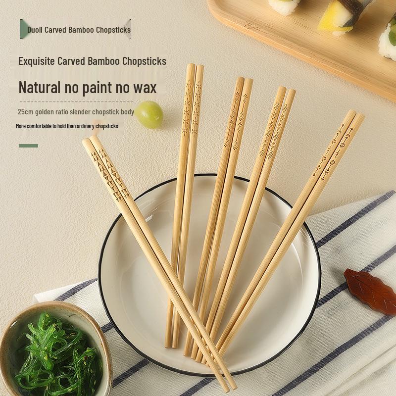 Bacchette Antibatteriche a Prova di Muffa in Bambù Nanmu - 10 Paia, Resistenti alle Alte Temperature, Allungate per Hot Pot con Logo Personalizzato