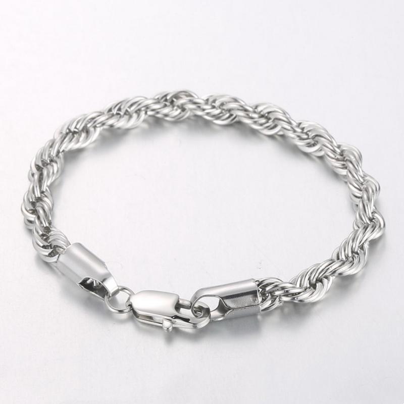 20/21/22cm Stainless Steel Twisted Rope Link Chain for Men Stainless Steel Wrist Jewelry