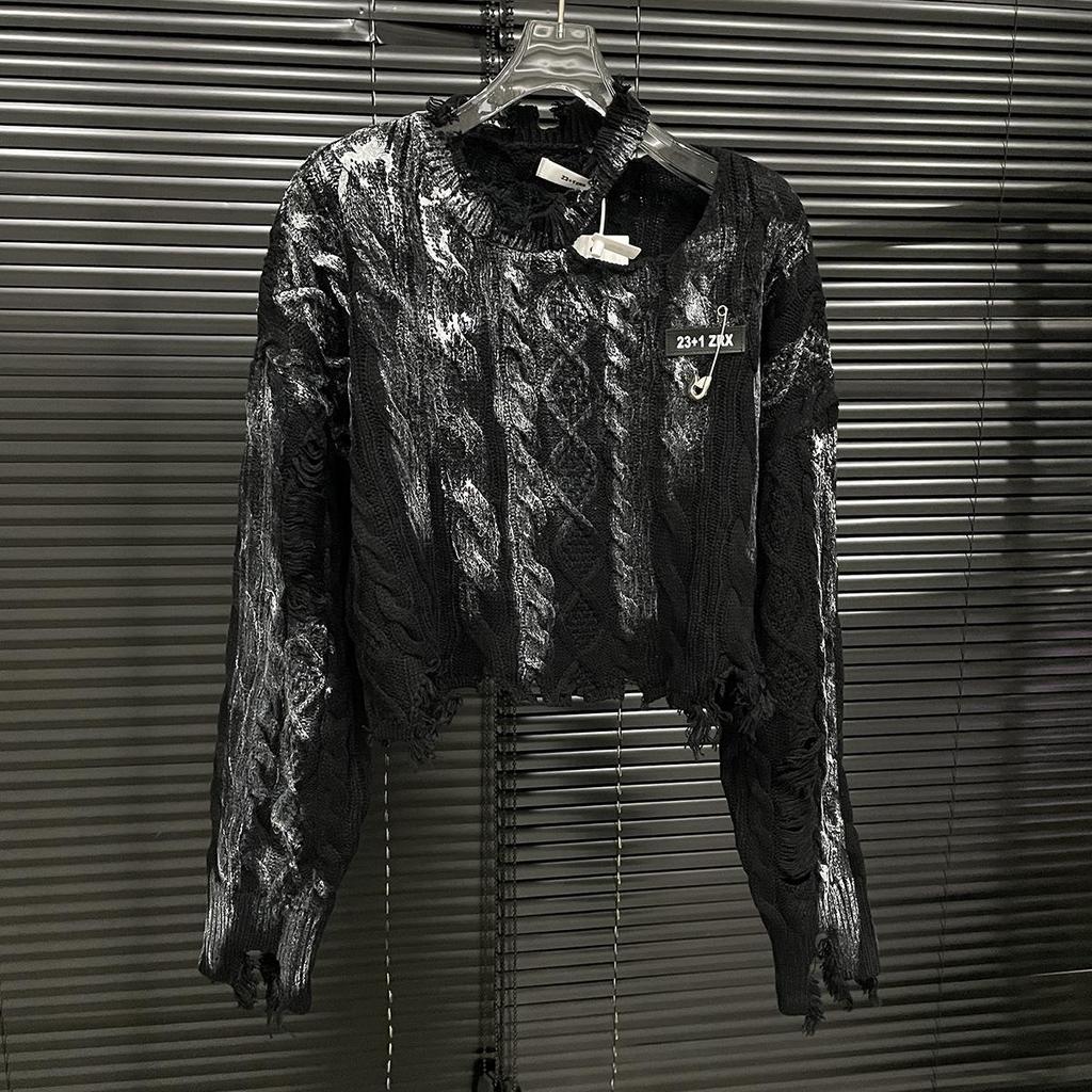 "Women's Lazy Style Knitted Sweater - Autumn Dirty Design"