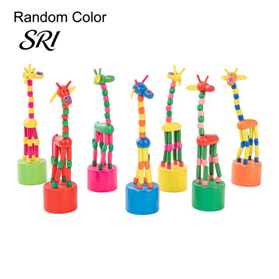 Solid Wood Giraffe Toy Wooden Dancing Elastic Rope Puppet Toddlers Boys Girls Educational Press And Swing Animal Children