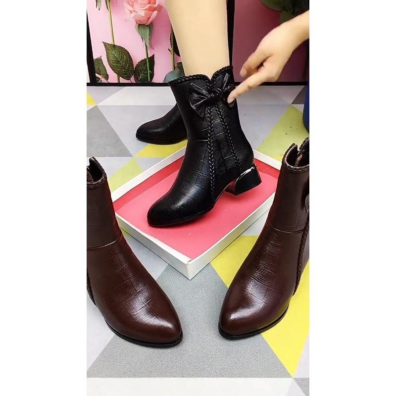 Dámské značkové kotníkové boty na zip zimní boty na vysokém podpatku