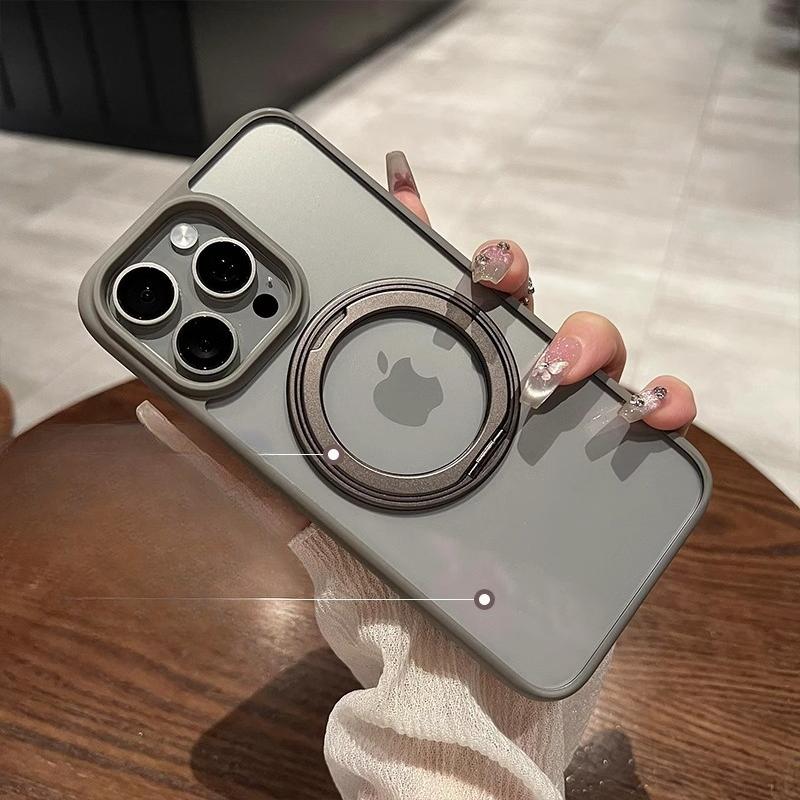 360° Rotating Bracket with Magnetic Suction Suitable for IPhone 16pro IPhone Case Simple 17proMax Transparent