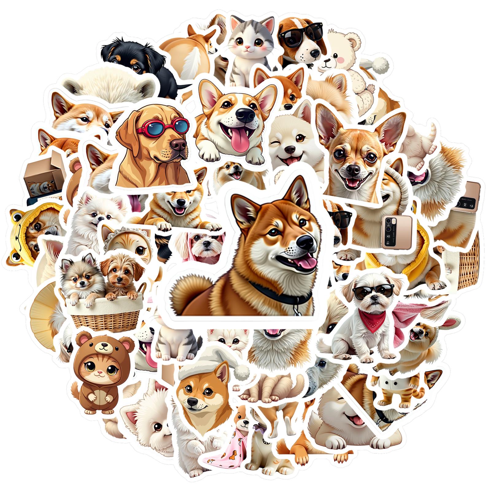 

35pcs-50pcs Adorable Pets Stickers Cute Dogs Sticker Pack Animal Stickers For DIY Phone Guitar Laptop Notebook Suitcase Cup