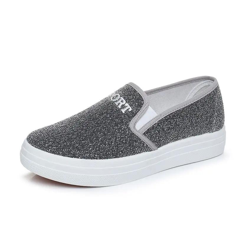 Fashion Flat Slip On Ladies Shoes Black Loafers Canvas Women Footwear Walking A New In Daily Routine Autumn High Quality And Low Price