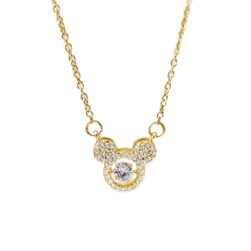 Simple Lively Little Bear Pendant Titanium Steel Clavicle Necklace for Women
