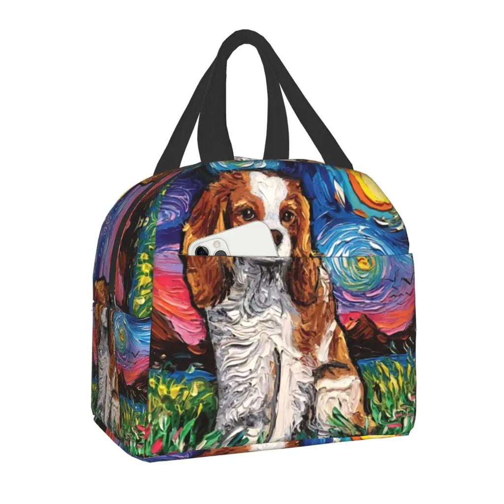 Dog Cavalier King Charles Spaniel Insulated Lunch Bag Resuable Cooler Thermal Lunch Box for Women Kid Picnic Travel