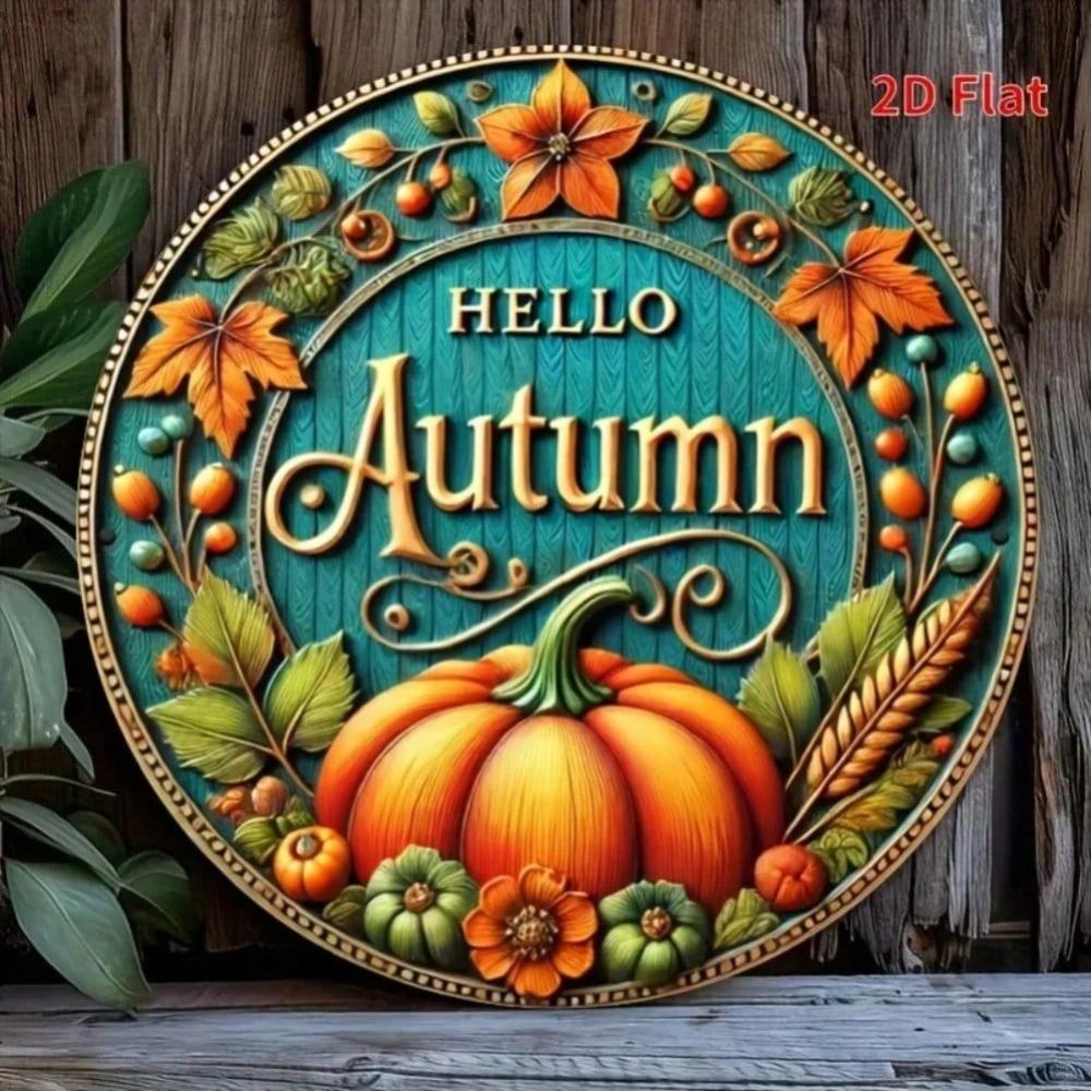 Aluminum Fall Sign Autumn Decor Wreath Accessory Halloween Home Wall Art