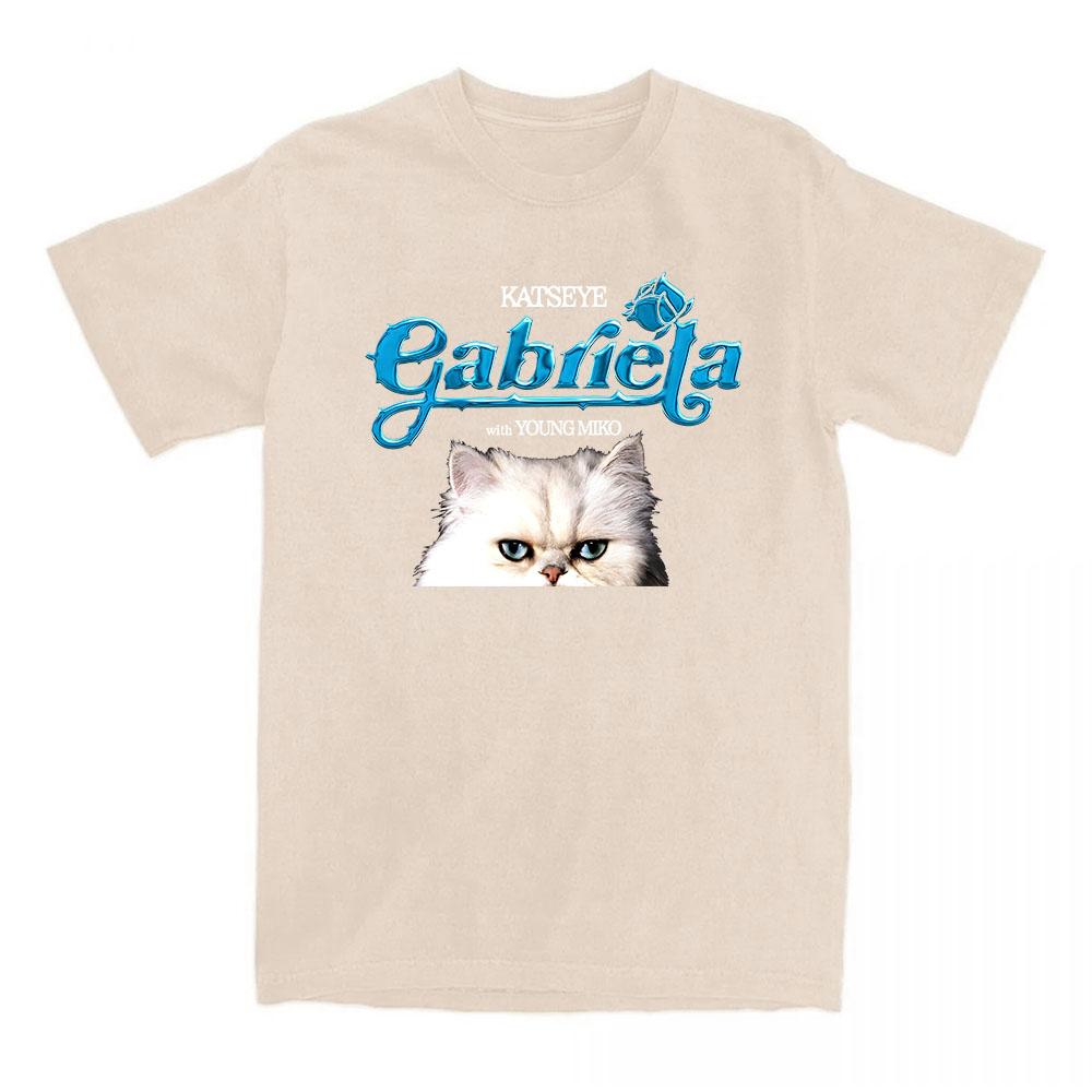 KATSEYE Gabriela Young Miko Remix T-shirt Cartoon Cat Graphic Print Tshirts Short Sleeve Fashion Women T Shirt Streetwear Unisex