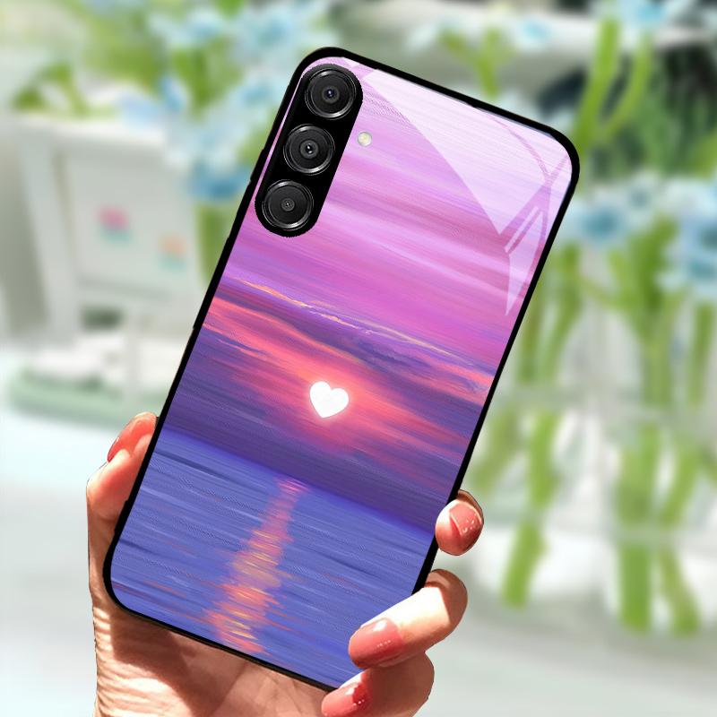 Voor Samsung A56 Glazen Hoesje A26 A36 Hard PC Gehard Glas Telefoonhoesje Voor Galaxy A15 A25 A35 A55 Cartoon Luxe Schokbestendige Hoesjes