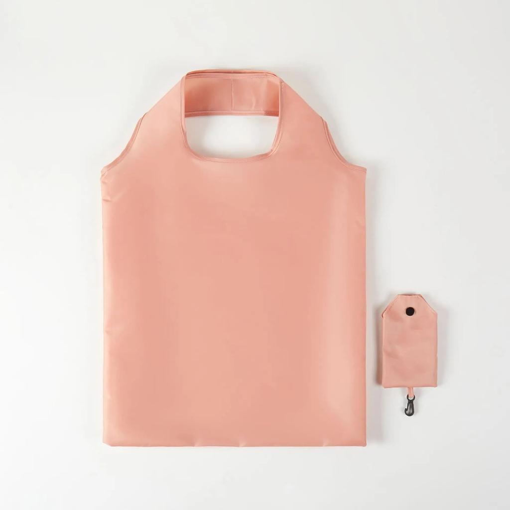 Shopping Bag for women men Solid Color Eco-friendly Folding Reusable Portable Shoulder Handbag Polyester for Travel Grocery