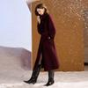Sancai Women's 100% Merino Wool Stand Collar Double-faced Long Coat