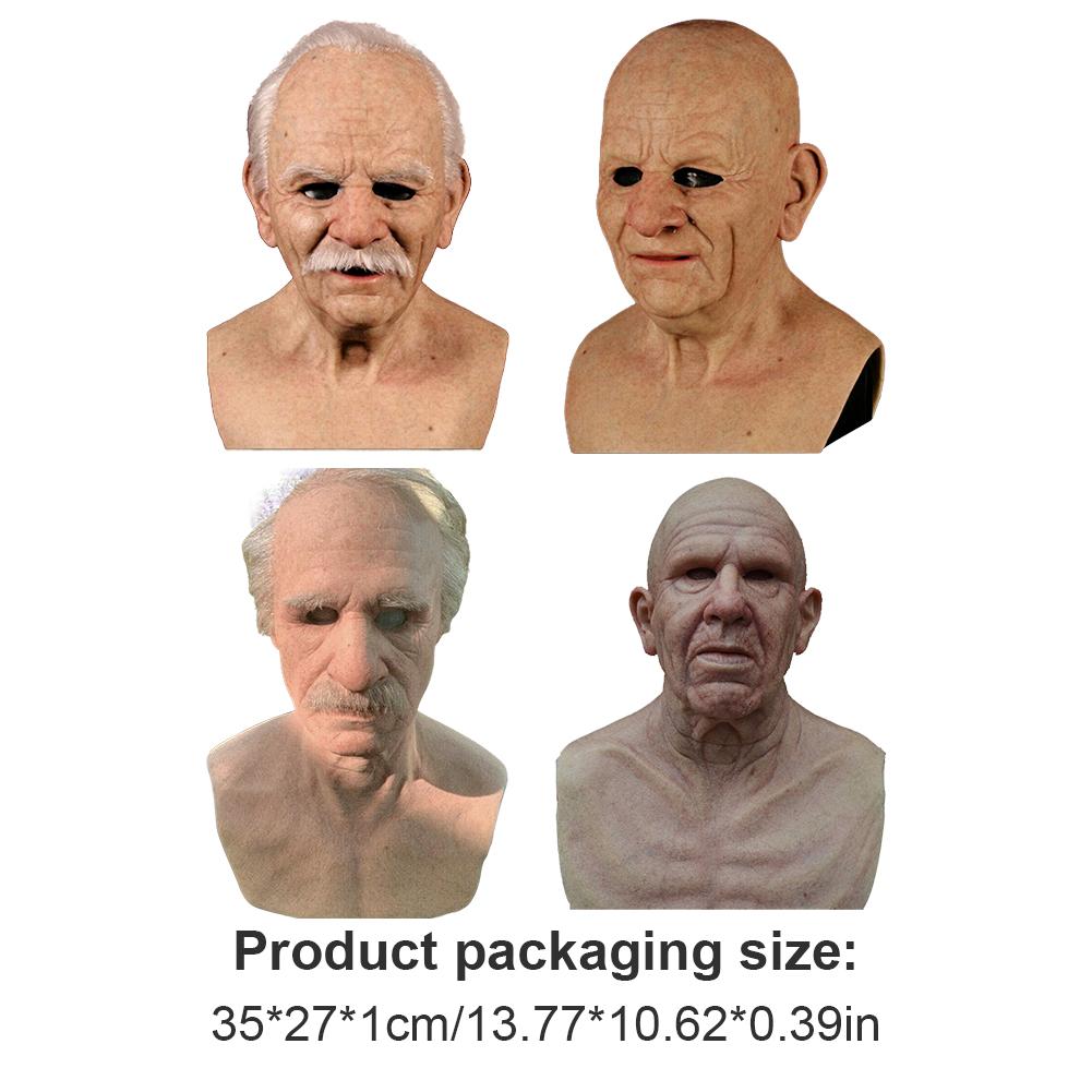 Halloween Disguise Realistic Mask Latex Old Man Horror Wrinkle Face Masks Thriller Atmosphere Novelty for Party Masquerade