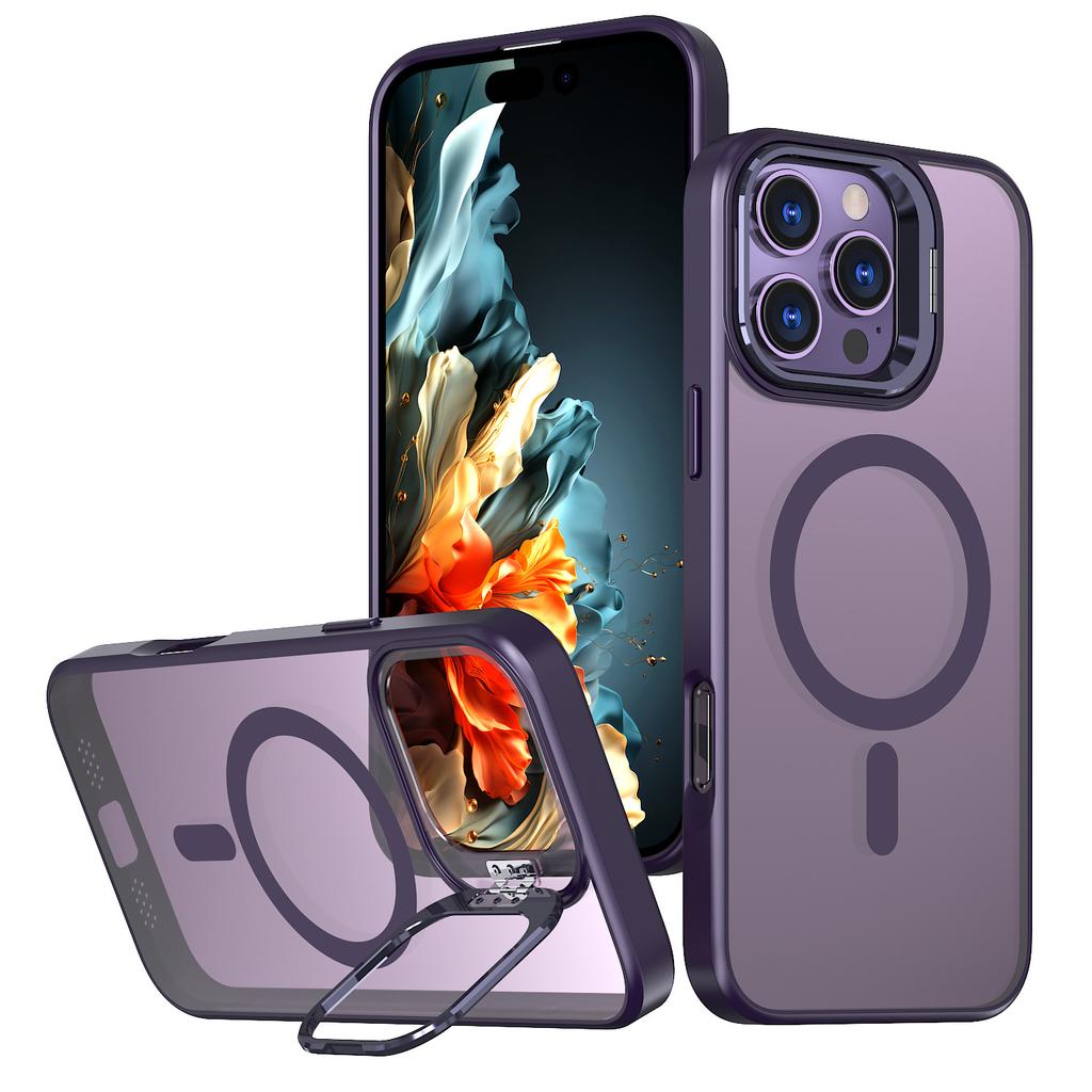 Applicable to Apple 17 transparent skin feeling mobile phone case, lens frame all-inclusive hidden bracket iPhone17pm magnetic case