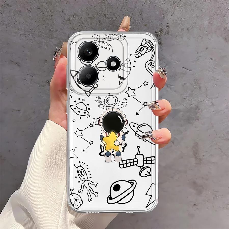 Cartoon Niedliche Astronauten Hülle für Xiaomi Redmi Note 14 Pro Plus 13C 14C A4 Note 13 11S 11 10S 9 10 12S 12 Weiche Handyhülle