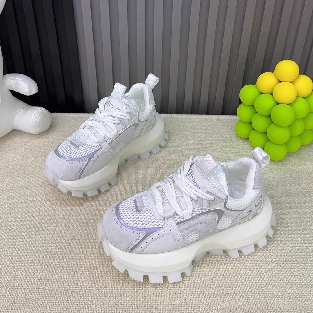 

Thick-soled women s new summer fried street versatile breathable mesh heightening sports little white shoes 35 белый
