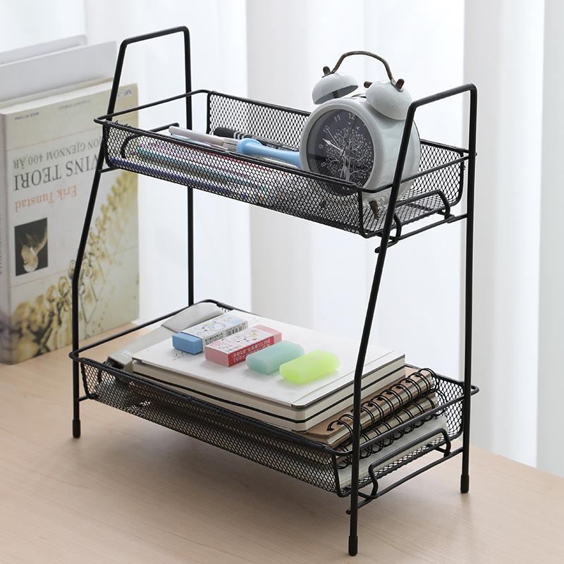 Double Layer Iron Kitchen Storage Rack Wire Spice Organizer Metal Cosmetic Makeup Basket Holder Dish Drainer Bathroom Desk Shelf
