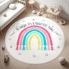 Rainbow Round Floor Mat - Washable, Fun  Colorful Area Rug for Kids Room, Bedroom, Living Room, Chair Swivel, Playful Decor
