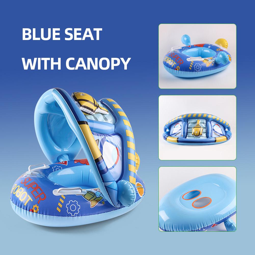 PVC Swimming Lifebelt Ring Smooth with Sun Shade Pool Swimming Circle Wear-Resistant Soft Unisex Convenient for Summer Vacation