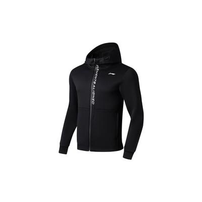 Li-Ning Solid Color Zip-Up Hoodie Men Sweatshirts Black AWDT051-1
