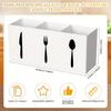 Compartment Plastic Utensil Storage Box - Large, Durable Tableware Organizer for Forks, Knives, Spoons, Napkins Utensil Holder