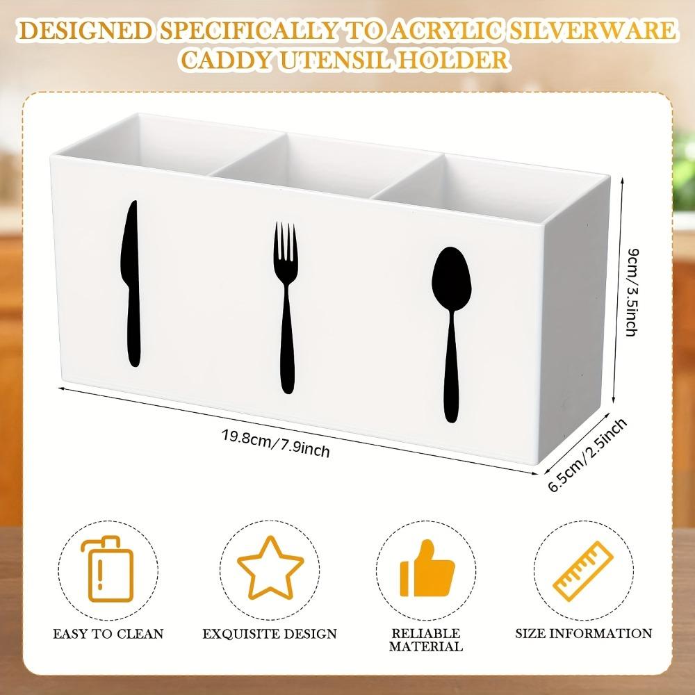 Compartment Plastic Utensil Storage Box - Large, Durable Tableware Organizer for Forks, Knives, Spoons, Napkins Utensil Holder