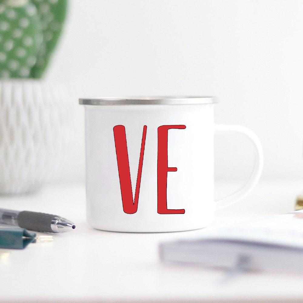 Love Creative Print Enamel Coffee Tea Mugs Home Party Vintage Wine Juice Cocoa Cups Kitchen Drinkware Unique Valentine's Gifts