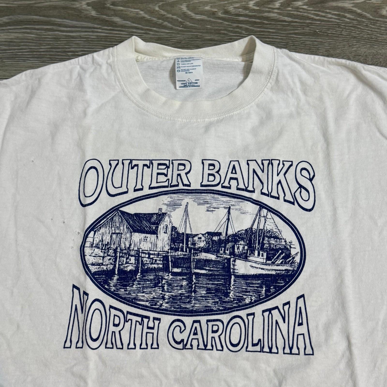 Vintage Outer Banks North Carolina T-Shirt Coastal Graphic White Large 2000s XL