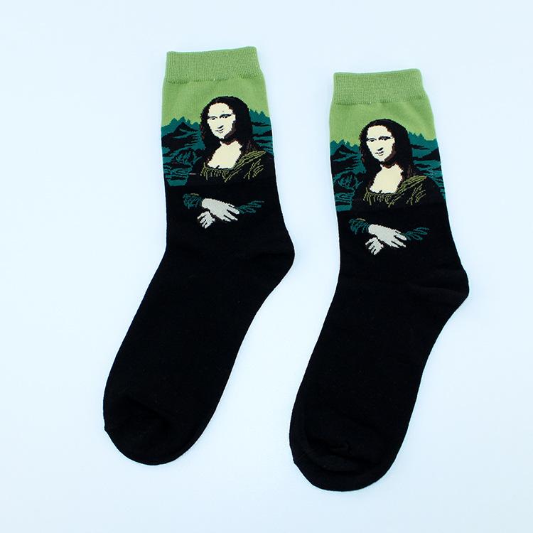 Chaussettes Femmes Drôles Mignonnes Dessin Animé Fruits Avocat Œuf Peinture à l'Huile Van Gogh Rayures Heureux Japonais Harajuku Chaussettes de Skateboard