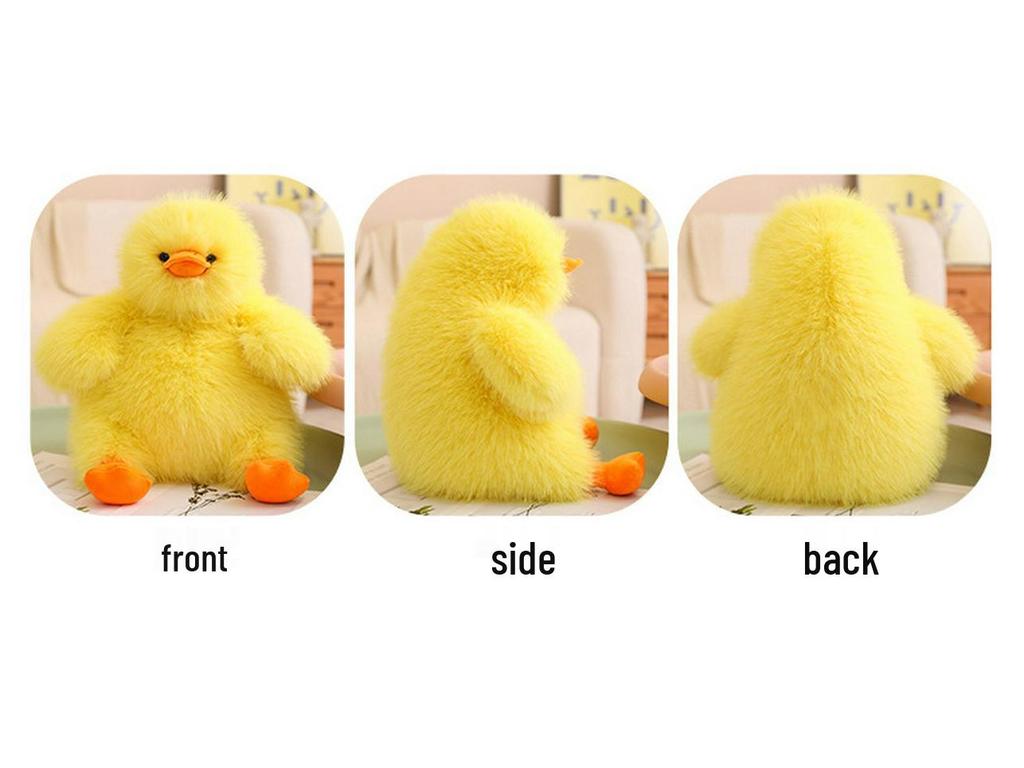 Adorable Yellow Long-Haired Plush Duck Doll - Huggable Stuffed Animal Pillow Gift