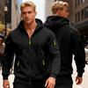 Hanorac Gros pentru Bărbați cu Fermoar, Cald, cu Glugă, cu Buzunare cu Fermoar, Jachetă Sport Casual de Toamnă Iarnă pentru Sală, Activități Zilnice, Streetwear