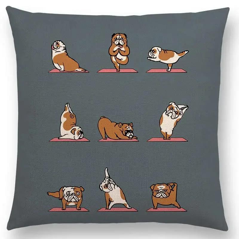 Mais Novos Animais Yoga Estampas de Desenho Animado Engraçadas Capa de Almofada Alpaca Coelho Dachshund Bull Terrier Hipopótamo Cães Panda Capa de Almofada para Sofá