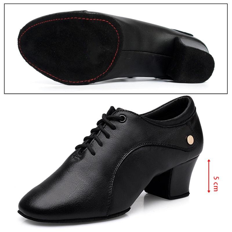 LEATHER Latin Dance Shoes Female Teacher Sports Shoes Practice Ballroom Dancing Shoes Square Cowhide Sneakers Women Shoes