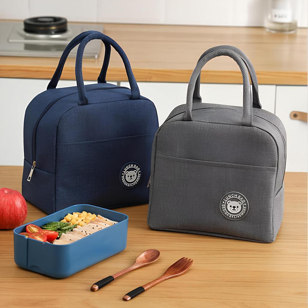 Insulated Lunch Box Bag for Students and Office Workers, Waterproof and Anti-Oil Handbag with Large Capacity and Aluminum Foil Lining
