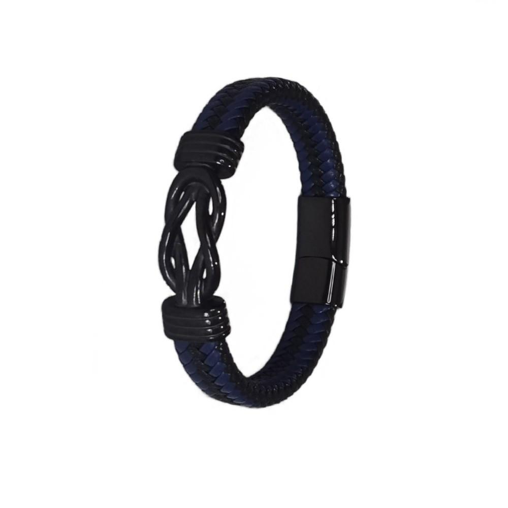Multi-Strand Braiding Men's Figure-Eight Leather Bracelet Professional Office Accessory