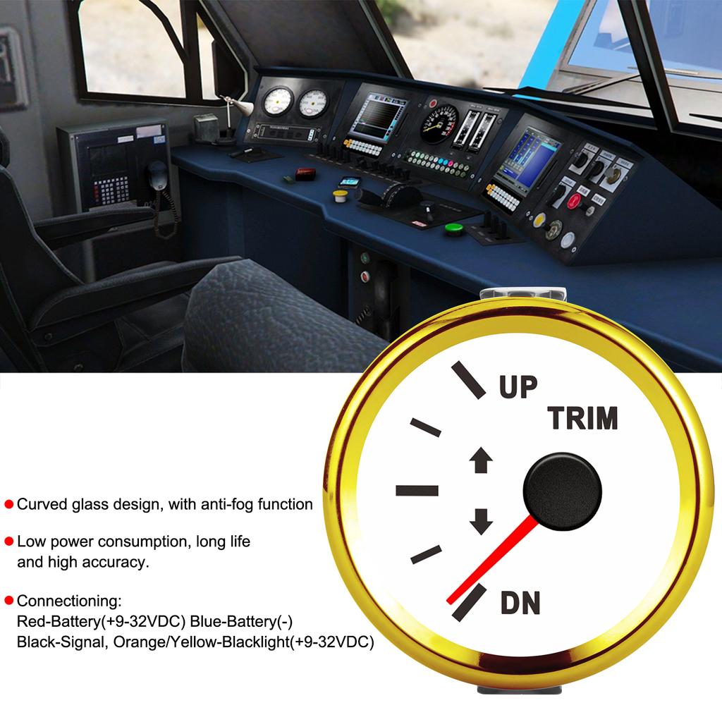 Balance Gauge Meter Boat Trim Balance Gauge Meter IP67 Waterproof with Red Backlight 52mm Ship Yacht Marine Yacht Trim Gauge