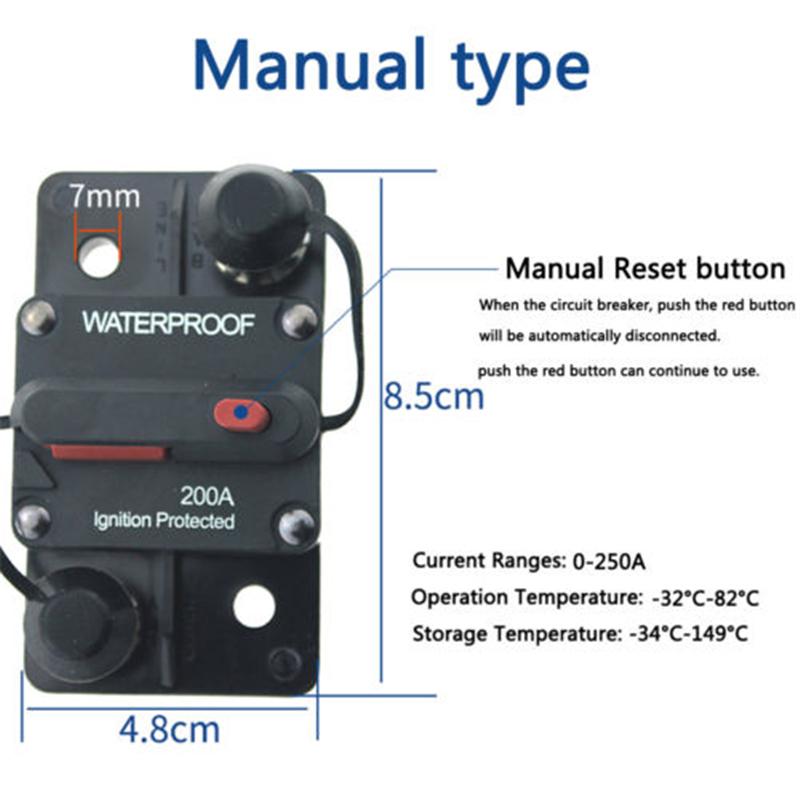 30A-300A AMP Circuit Breaker Fuse Reset 12-48V DC Car Auto Boat Waterproof Fuse Box 80A 100A 120A 150A 200A 250A Car Protector