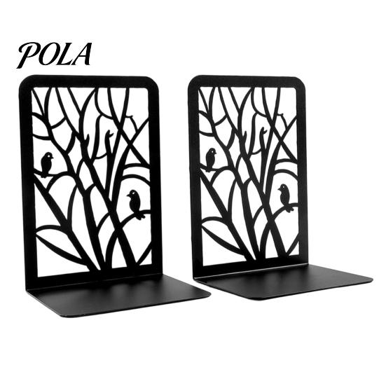 Smooth Edge Bookends 1 Pair Tree of Life Decorative for Shelves, Heavy Duty Bookshelf Metal Organizer, Hollow Book Holder Stoppers Desk, Office
