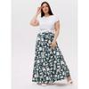 Damen Midi-Rock mit Print, Elastischer High-Waist Fließender A-Linien-Rock